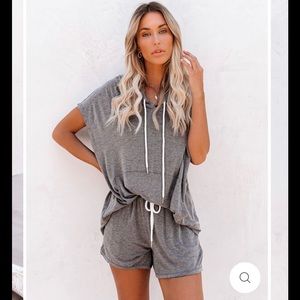 Campsite Pocketed Short Sleeve Knit Hoodie